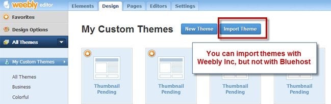 Weebly Bluehost Import Themes