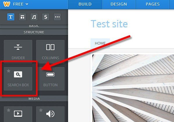 weebly pro site search box