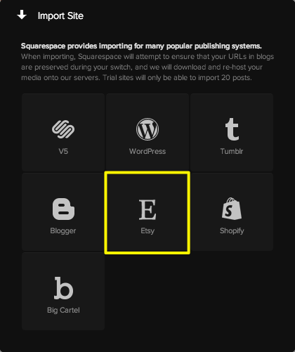 Etsy Alternatives - Squarespace Import
