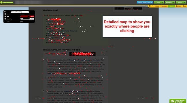 Crazy Egg heatmap build websites - Squarespace Confetti