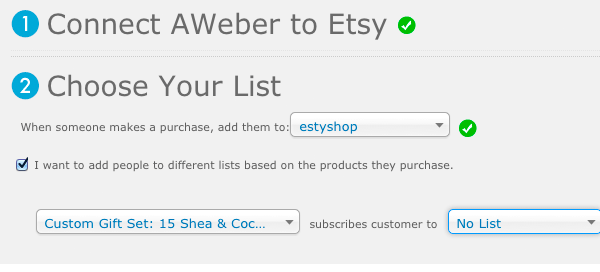 Etsy alternative - Aweber integration