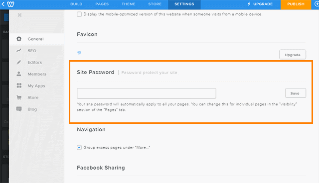 Weebly Pro - Site Password