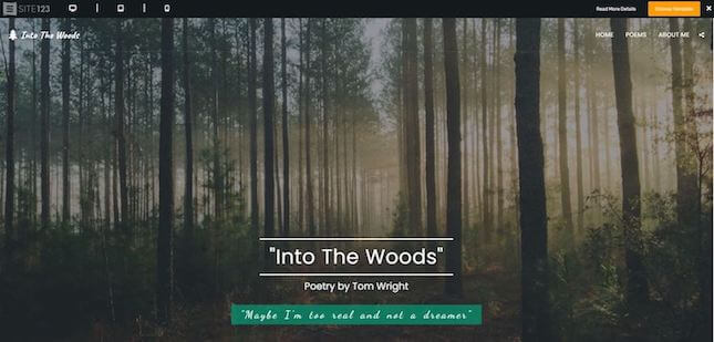 Into the Woods nonprofit template by Site123