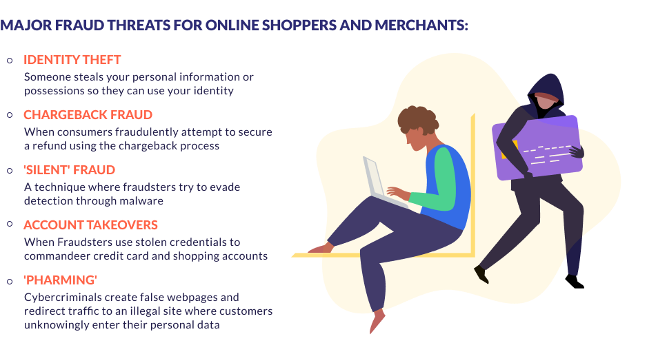 Infographic showing the different types of ecommerce fraud types.