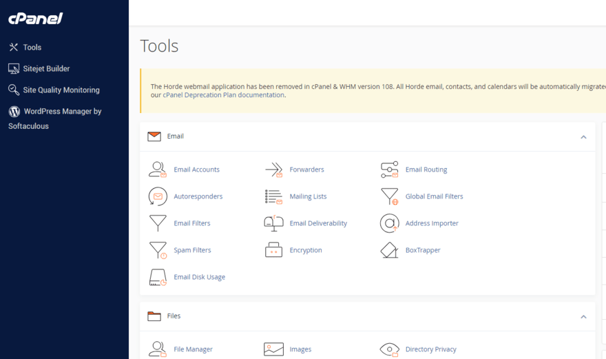 Bluehost's cPanel dashboard