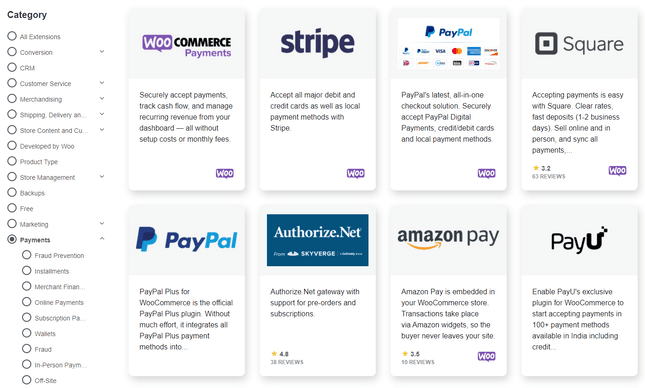 bigcommerce vs woocommerce payment extensions