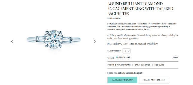 tiffany jewelry product description