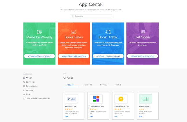 weebly avis sur app center