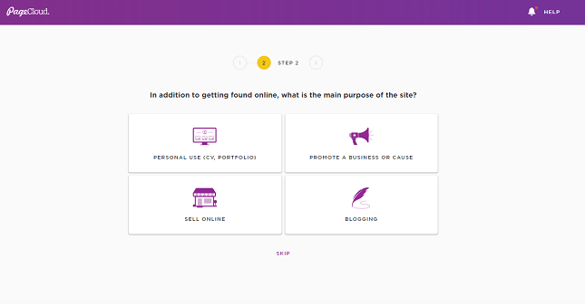 Choosing the purpose of your PageCloud site