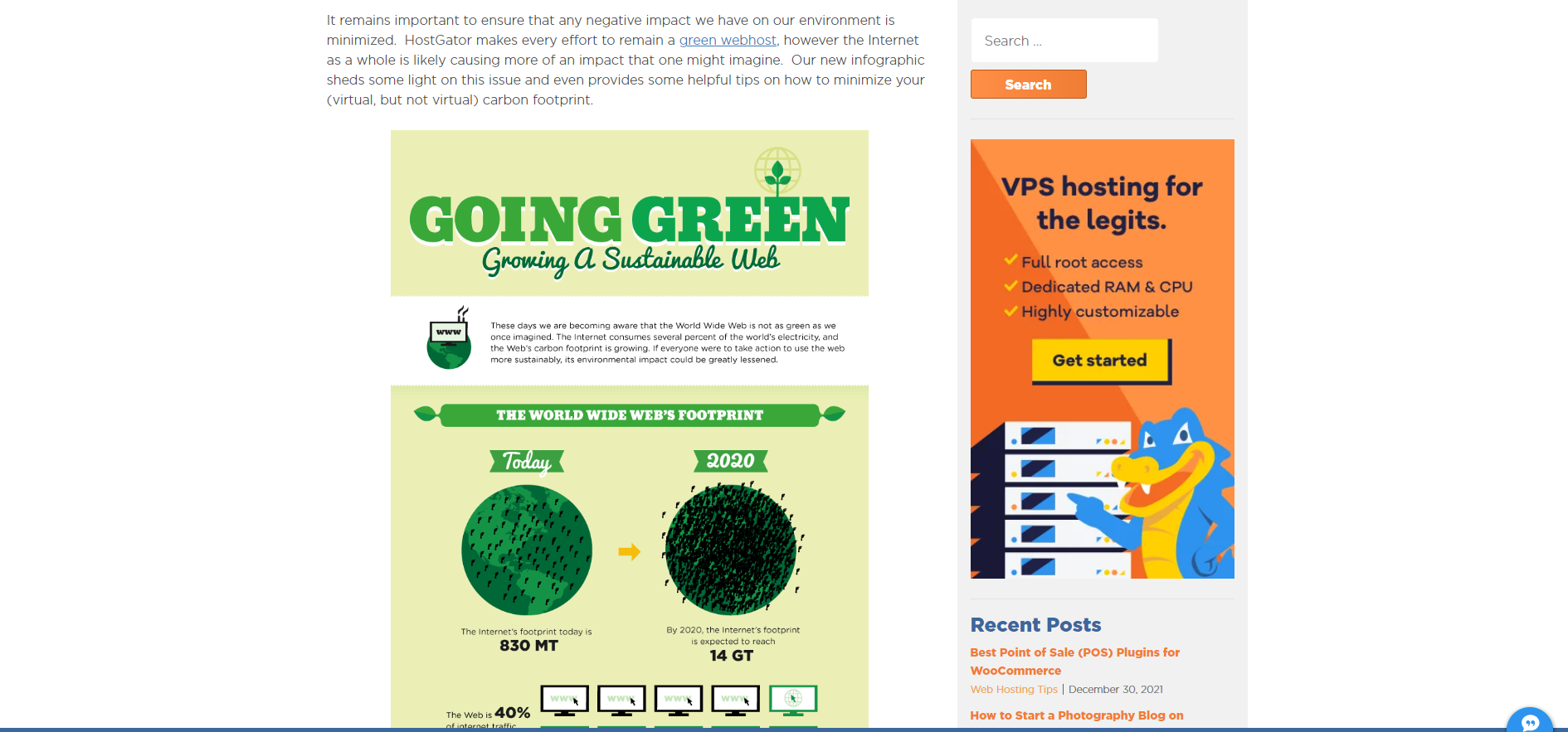 Green hosting infographic by HostGator