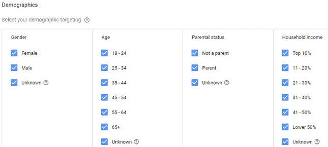 google ads demographic targeting