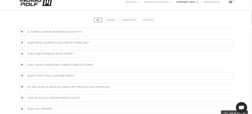 Indigo Wolf’s FAQs page helps customers get to where they want to be.
