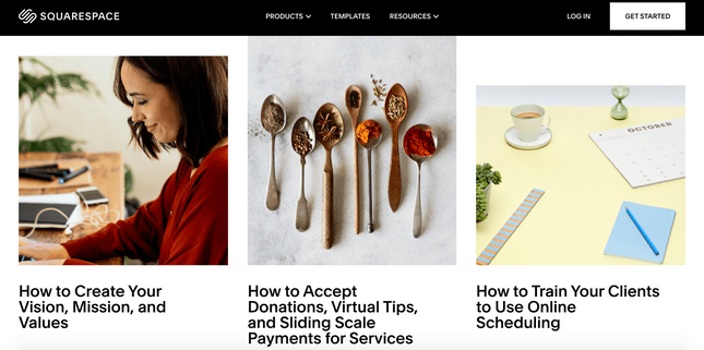 Squarespace blog page