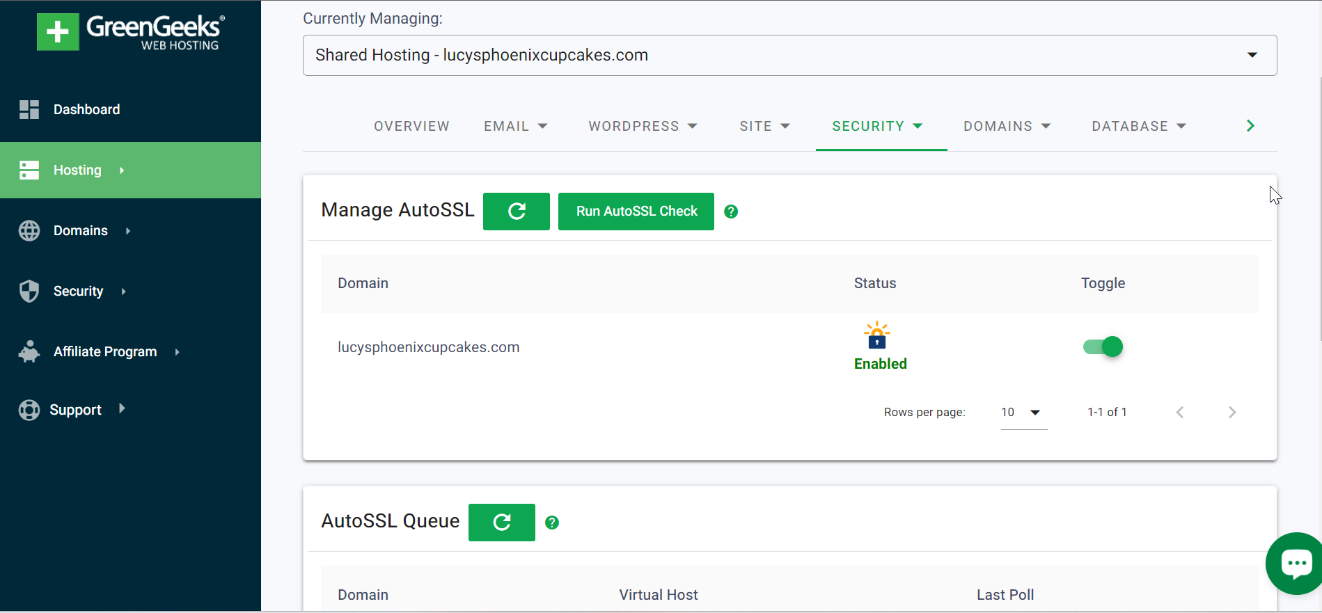 greengeeks security settings