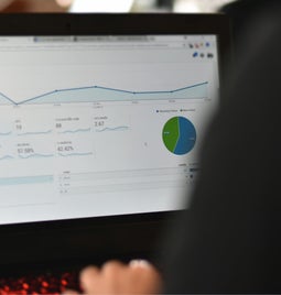 Laptop screen showing analytics tool