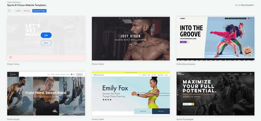 Wix Fitness Templates