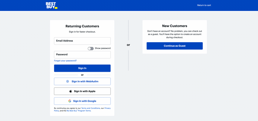 The Best Buy checkout page