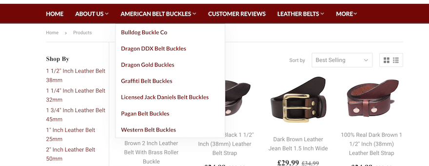 Buckle My Belt Shopify store screenshot