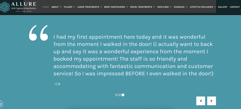 Allure client testimonial