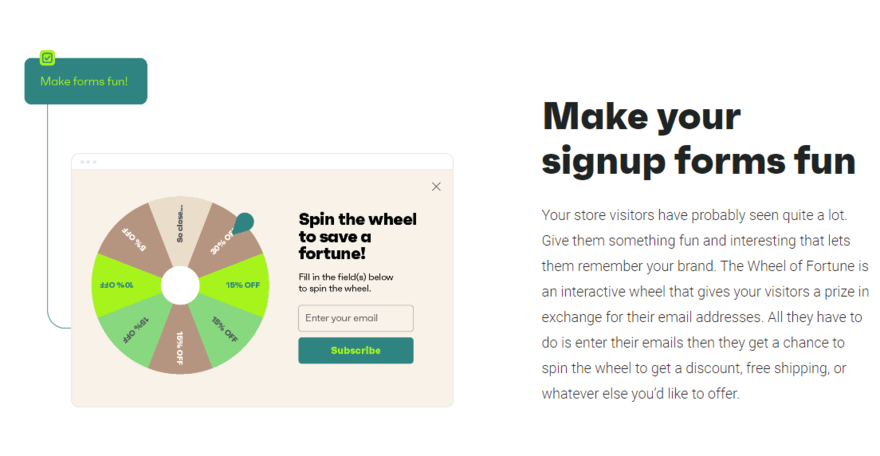 Shopify form wheel of fortune you can spin to save money