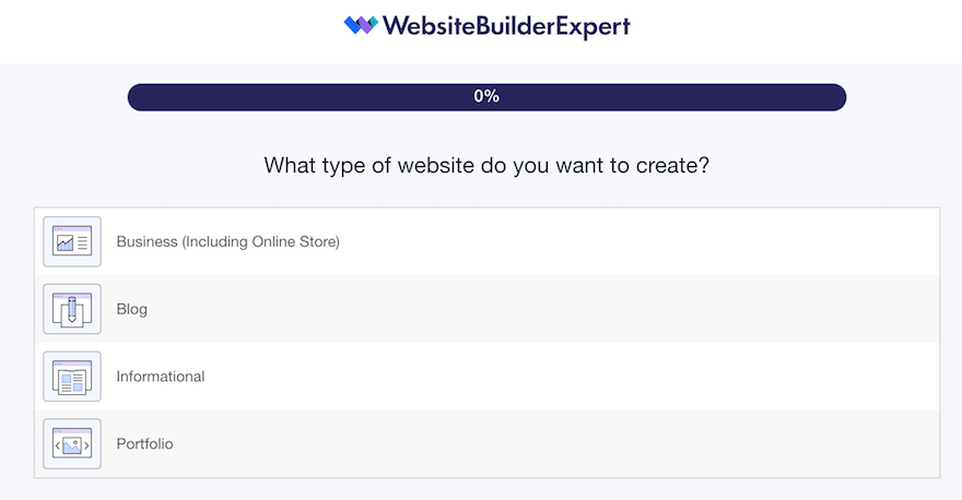 Website Builder Guide matching quiz for product recommendations