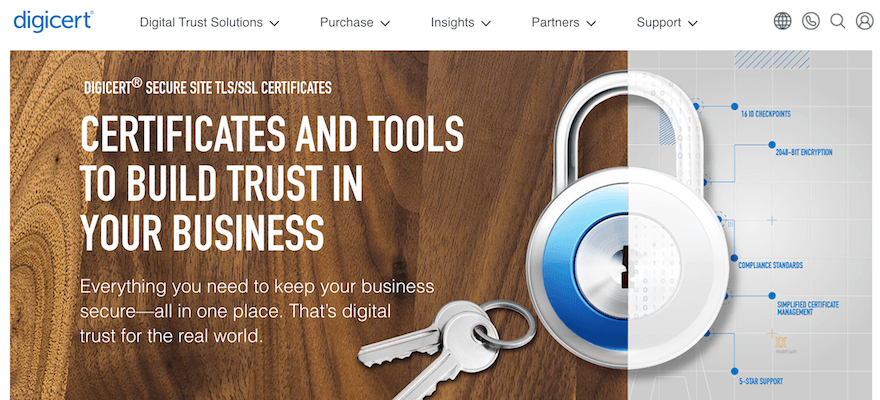 DigiCert homepage screenshot