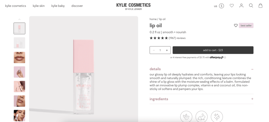 Kylie Cosmetics website