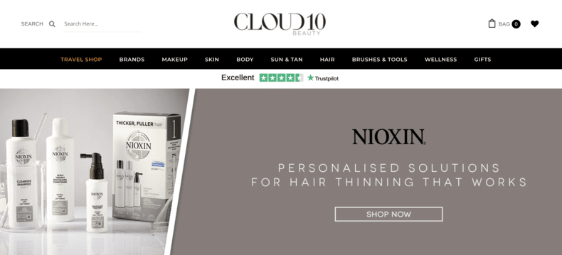 Cloud 10 Beauty website