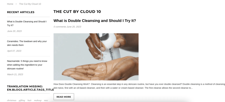 Cloud 10 Beauty website