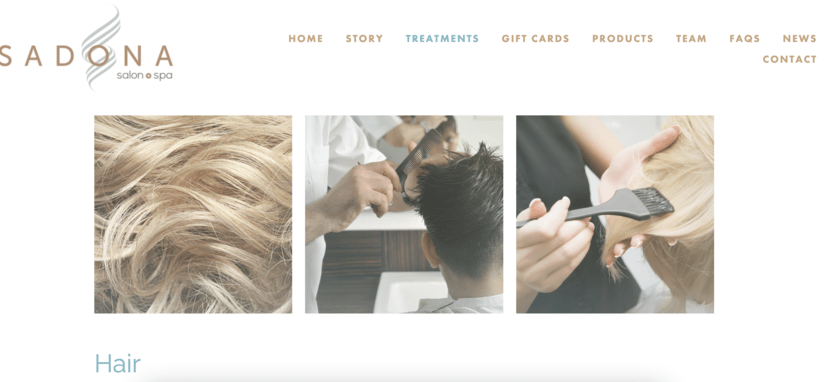 Sadona Salon and Spa website