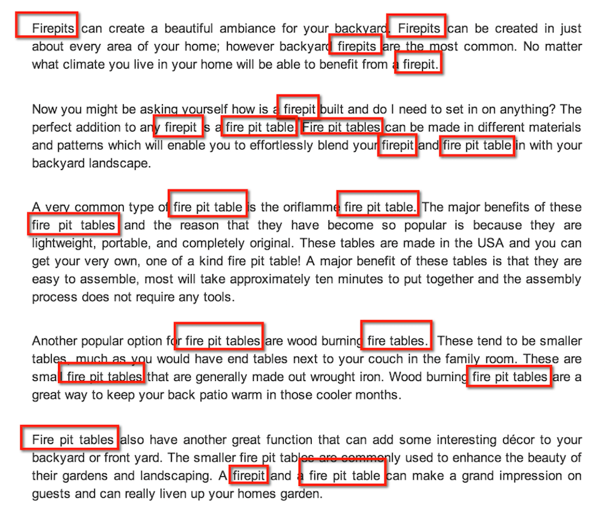 Keyword stuffing example