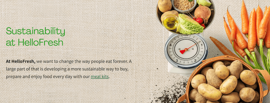 HelloFresh ethical marketing example screenshot