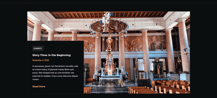 Blog posts on Webflow church template