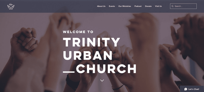 Homepage for Trinity Urban church Wix template