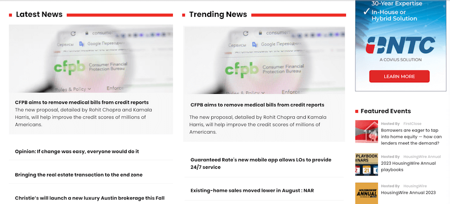 HousingWire real estate investor website screenshot 2