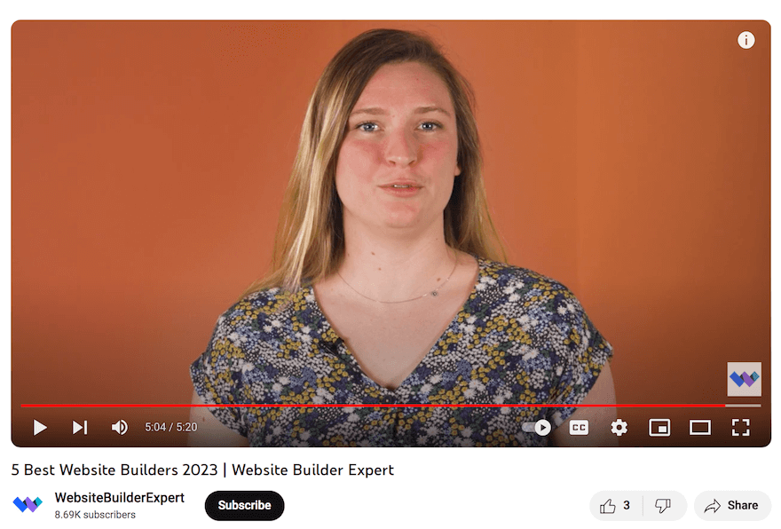 Best website builders YouTube video WBE channel screenshot