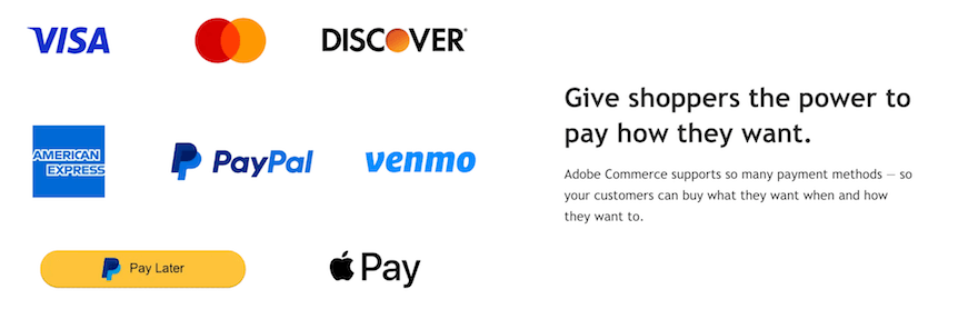 Adobe Commerce payment processing website screenshot