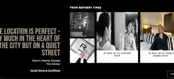 Refinery Hotel website screenshot 3