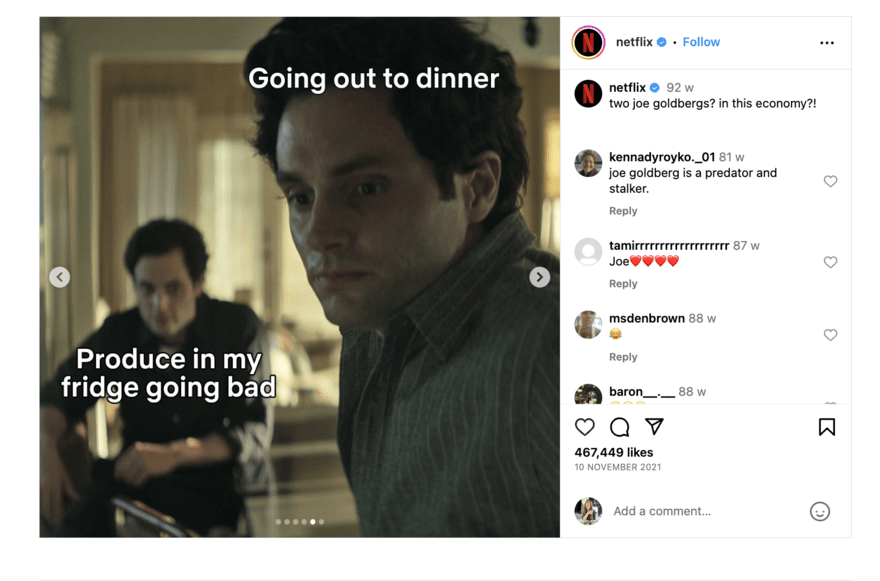 Netflix YOU meme marketing instagram post