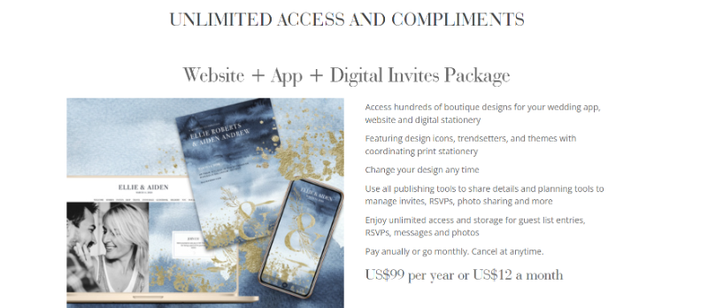 a ad detailing appy couple's digital wedding package