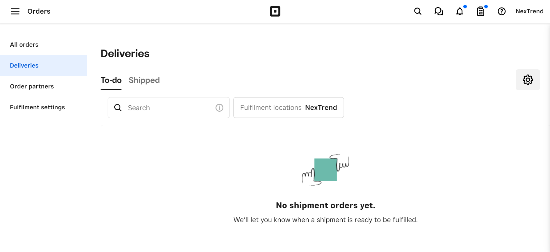 Square Online's shipping dashboard