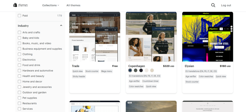 Shopify's store themes