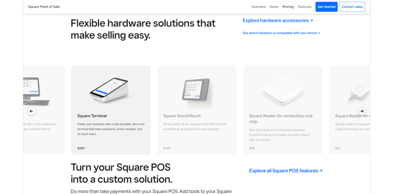 Square Online POS system product page