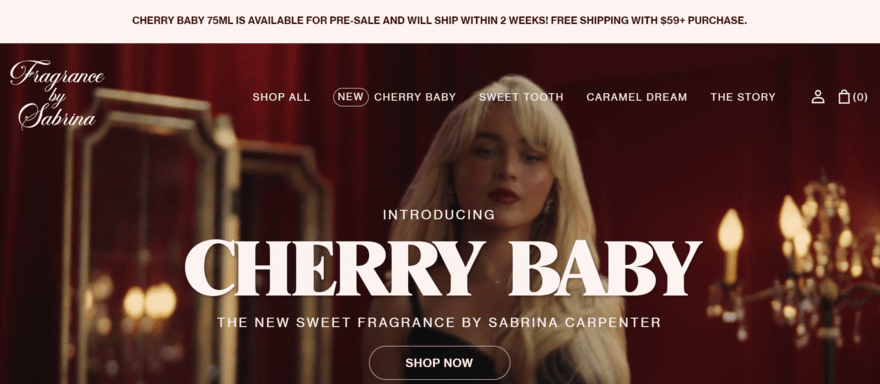 Fragrance by Sabrina Shopify website homepage