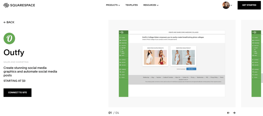 Outfy Squarespace plugin homepage