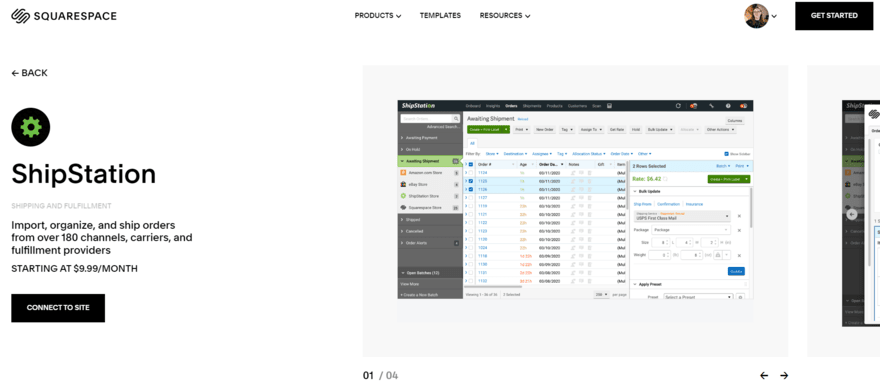 ShipStation squarespace plugin homepage