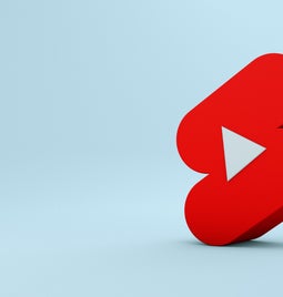 Blue background with 3D YouTube Shorts logo