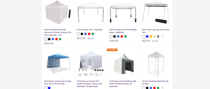 product pictures from Impact Canopy website