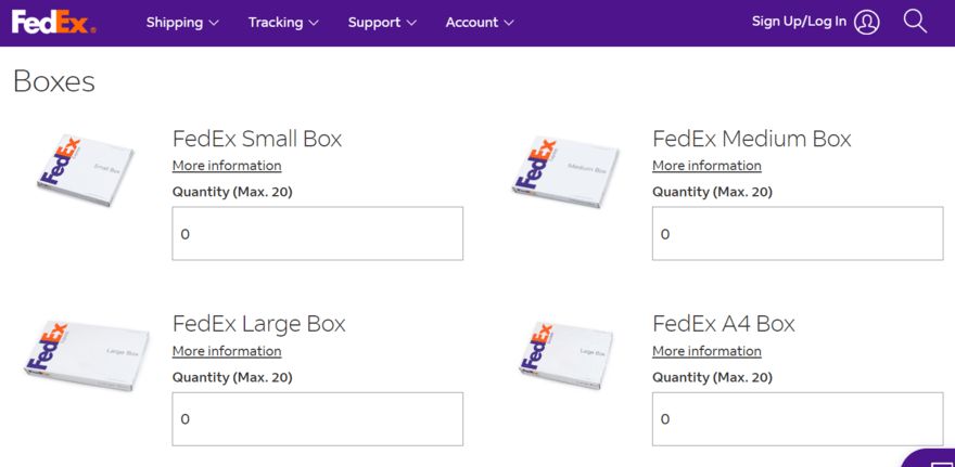 FedEx packaging box options