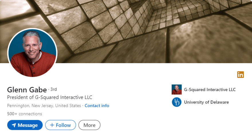 screenshot of Glenn Gabe's LinkedIn header and profile photo